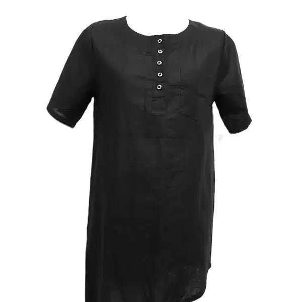 [BUNJANG] Unbalanced Linen Blend Blouse - Dark Black / w205 미사용 언벌런스 마상의/여성44-55/가슴단면43센치/사2