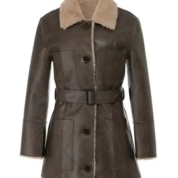 [BUNJANG] Not Your Roses Brown Suede Shearling Jacket / 낫유어로즈 무스탕 브라운