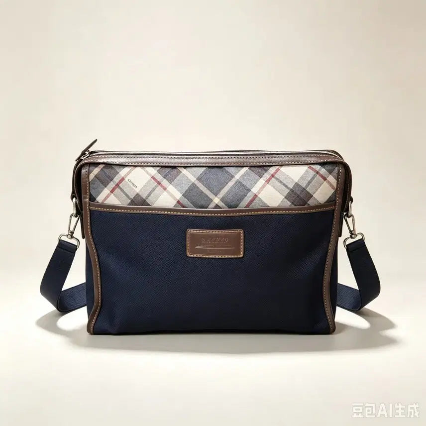 [BUNJANG] Hazzys Check Shoulder Bag Navy / 헤지스 체크 숄더백 네이비