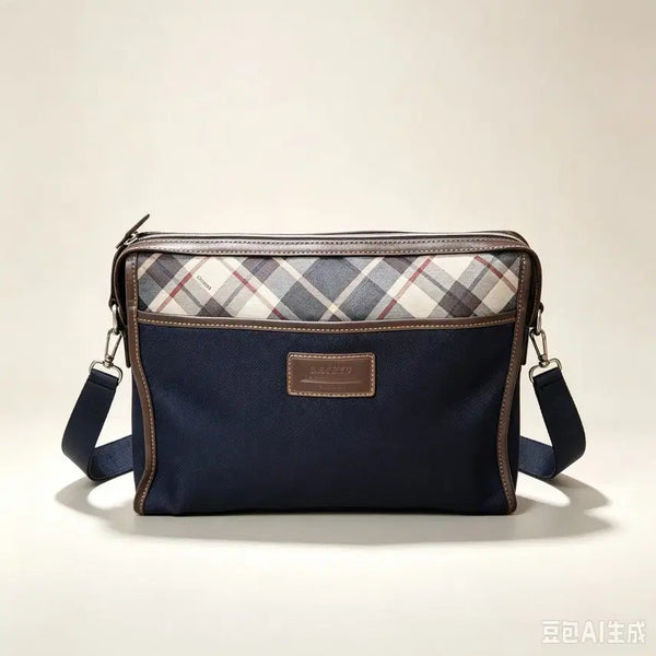 [BUNJANG] Hazzys Check Shoulder Bag Navy / 헤지스 체크 숄더백 네이비