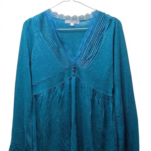 [BUNJANG] Morrigan Teal Lace Long Sleeve Shirt / 모리걸 청록색 긴팔 레이스 슬리브