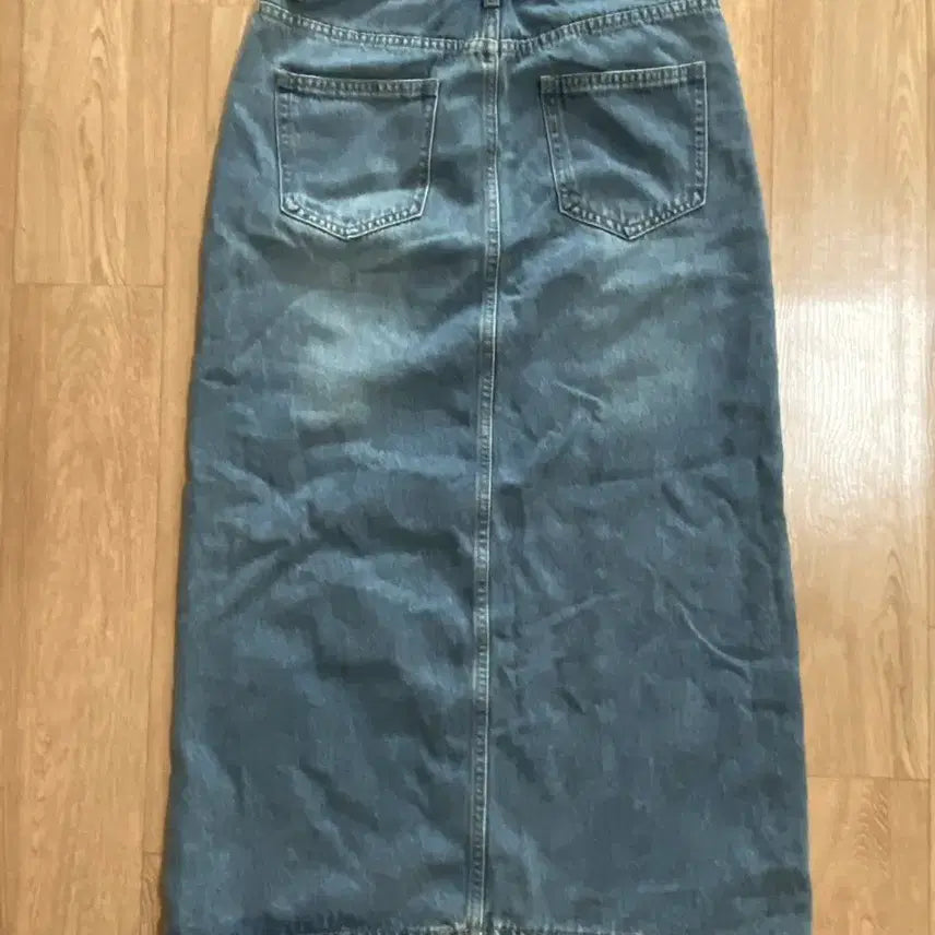 [BUNJANG] Vintage Washed Denim Long Skirt / 빈티지 워싱 데님 롱 스커트