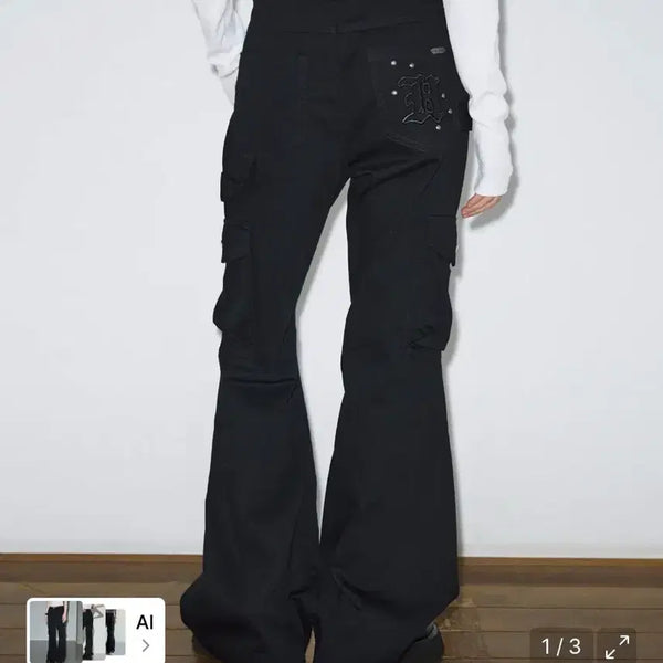 [BUNJANG] Helene Paris Pigment Studded Bootcut Pants Black / 택ㅇ) 헬레네파리스 피그먼트 스터드 부츠컷 팬츠 블랙