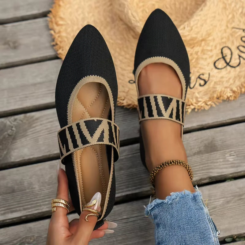 [BUNJANG] Women's Pointed Toe Flat Shoes with Strap / 여성 포인트 스트랩 뾰족코 플랫슈즈