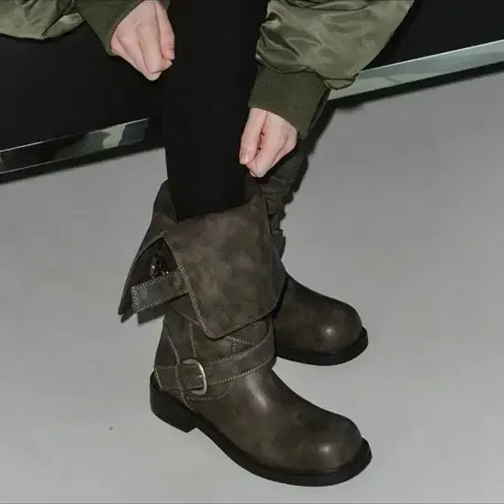 [BUNJANG] Khiho Raven Foldable Boots Grey 240 / Khiho 기호 레이븐 폴더블 부츠 그레이 240