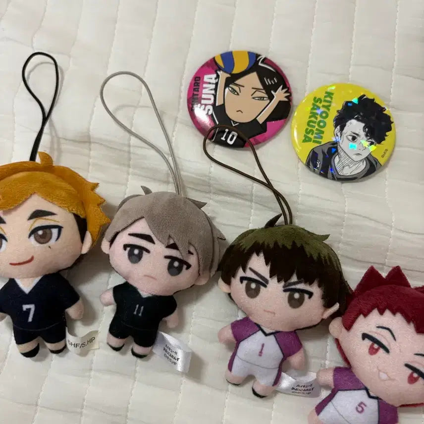 [BUNJANG] Haikyuu!! Character Plush Keychain & Badge Set / 하이큐 인형 키링 & 뱃지