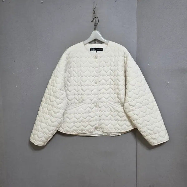 [BUNJANG] Zara Heart Pattern Quilted Jumper - Size L / 자라 하트무늬 누빔 점퍼 L   n8216