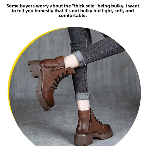 [BUNJANG] Women's Lace-up Platform Chunky Boots / 여성 레이스업 통굽 워커부츠