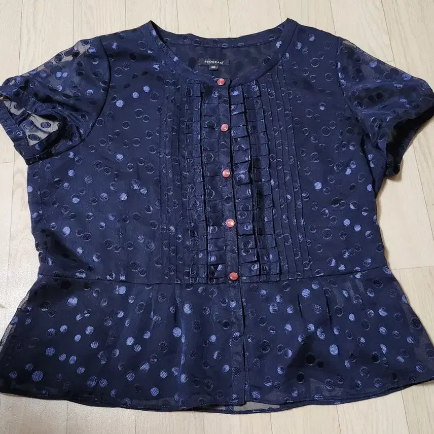 [BUNJANG] PROGREAM Navy Polka Dot Blouse Size 100 / 프로그램 네이비 도트 블라우스 100