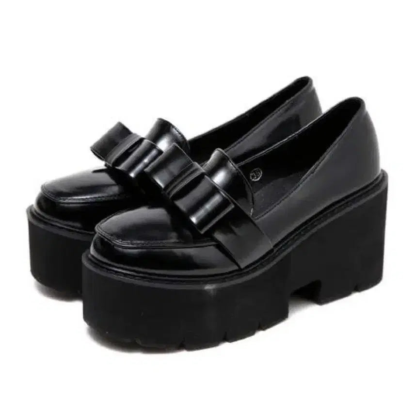 [BUNJANG] Bubbles Platform Front Ribbon Loafers - Black / 버블즈 통굽 프론트 리본 로퍼 구두 블랙 39 240 245 사이즈 bubbles 노에미 아타걸 리즈리사 로지타 디마럽 버블스 요스케 양산형 지뢰계 로리타 일브 양지뢰 신발