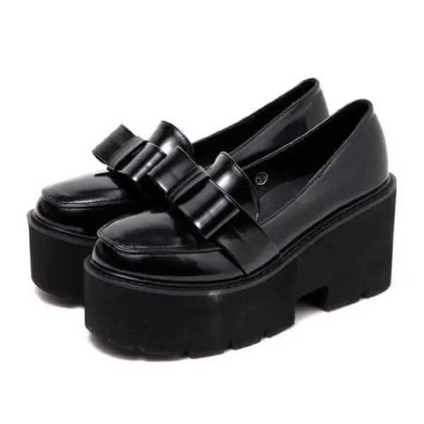 [BUNJANG] Bubbles Platform Front Ribbon Loafers - Black / 버블즈 통굽 프론트 리본 로퍼 구두 블랙 39 240 245 사이즈 bubbles 노에미 아타걸 리즈리사 로지타 디마럽 버블스 요스케 양산형 지뢰계 로리타 일브 양지뢰 신발