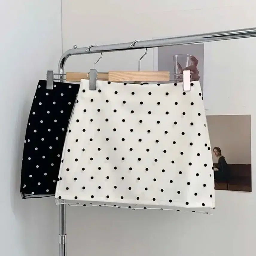 [BUNJANG] Chiffon Polka Dot Mini Skirt - White, Size S / 쉬폰 도트 미니스커트 화이트 S