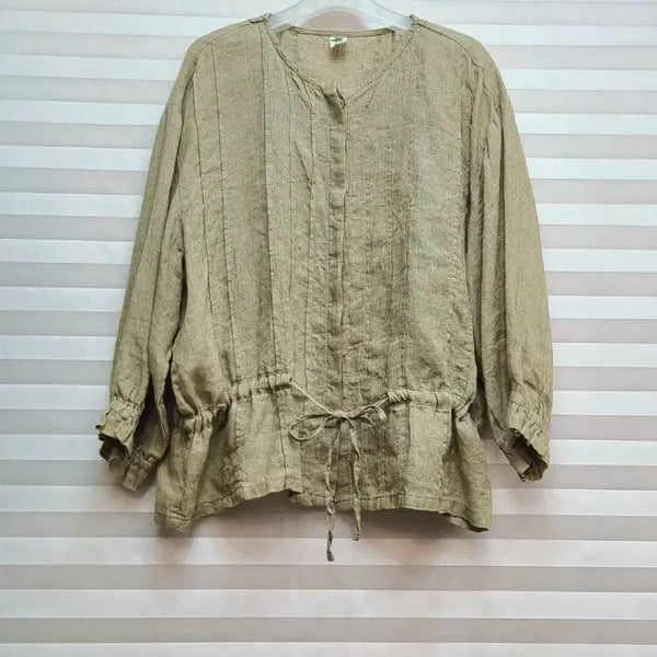 [BUNJANG] Linen Open Blouse / 린넨 오픈 블라우스