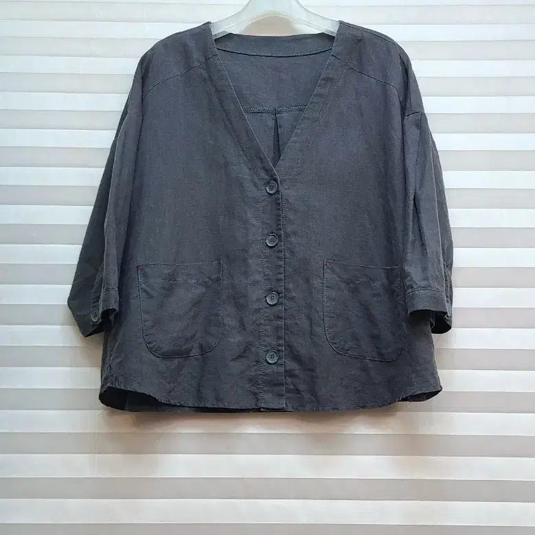 [BUNJANG] Linen Collarless Shirt/Jacket / 린넨 노카라 셔츠 / 자켓