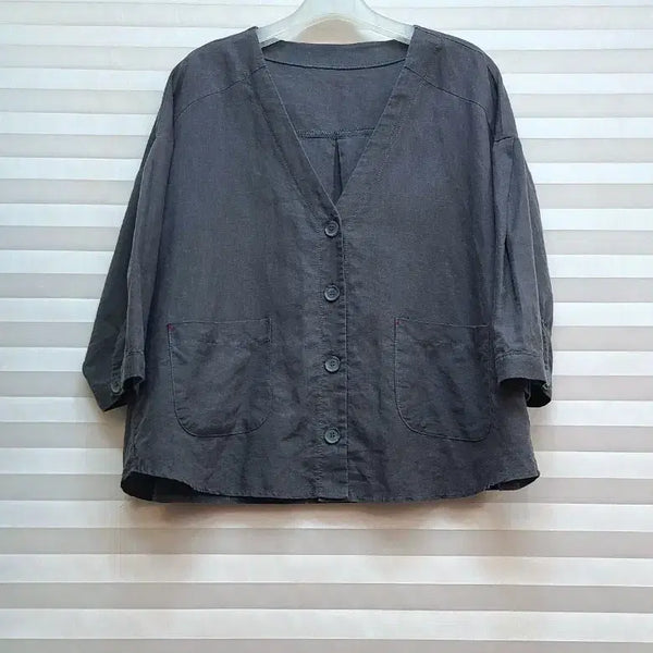 [BUNJANG] Linen Collarless Shirt/Jacket / 린넨 노카라 셔츠 / 자켓