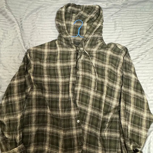 [BUNJANG] Checkered Hoodie Shirt (M) / 체크 후드 셔츠 (m)