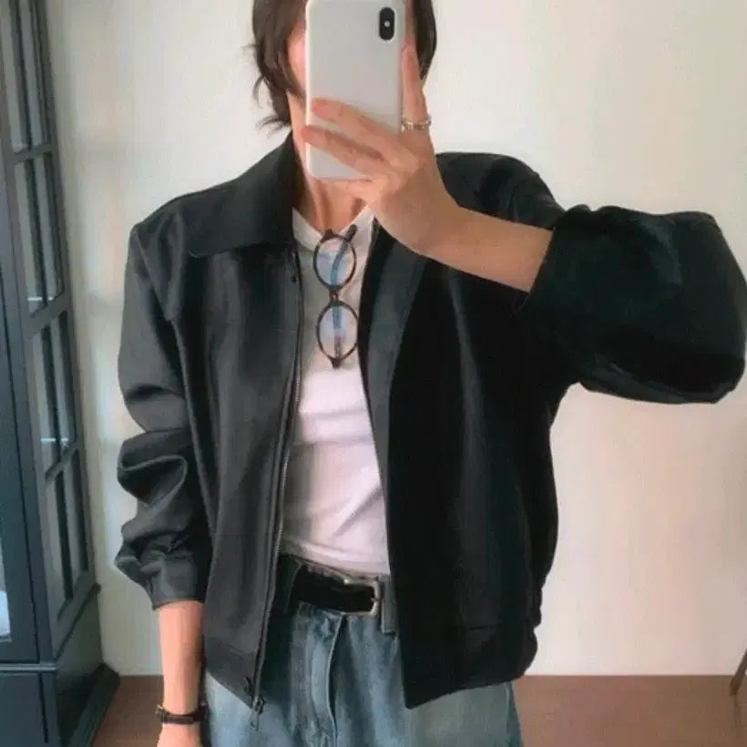 [BUNJANG] Earth Crop Leather Blouson / 어스 크롭 레더블루종 새상품