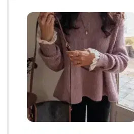 [BUNJANG] Lavender Ruffle Knit Sweater / 연보라 프릴 니트