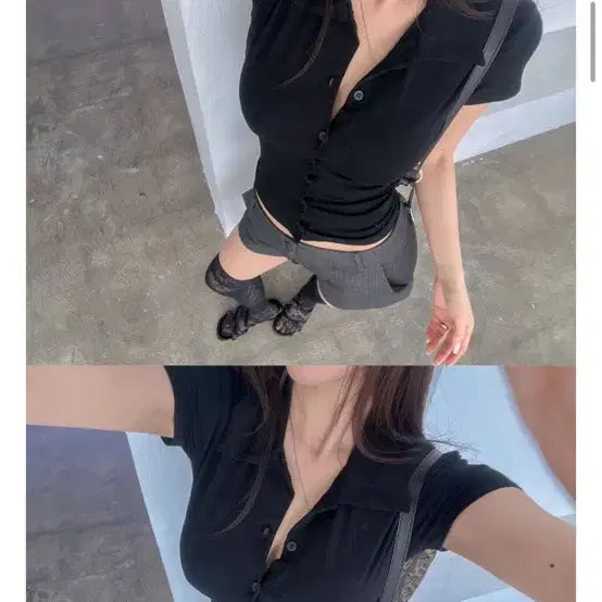[BUNJANG] Hipnatic Button Collar T-shirt / 히프나틱 버튼 카라티