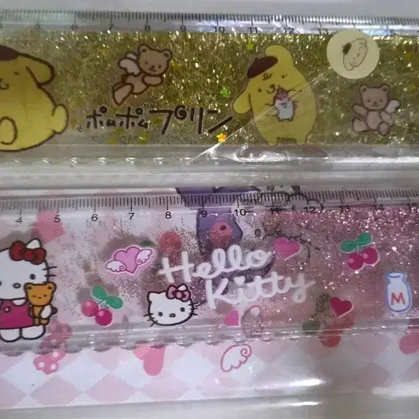[BUNJANG] Hello Kitty / Pompompurin Glitter Transparent Ruler Set / 헬로키티/폼폼푸린 글리터 투명 자