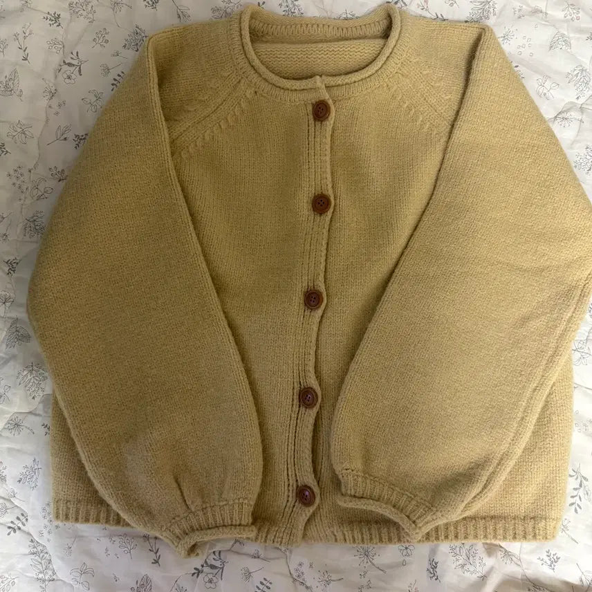 [BUNJANG] Mustard Knit Cardigan / 겨자색 니트 가디건