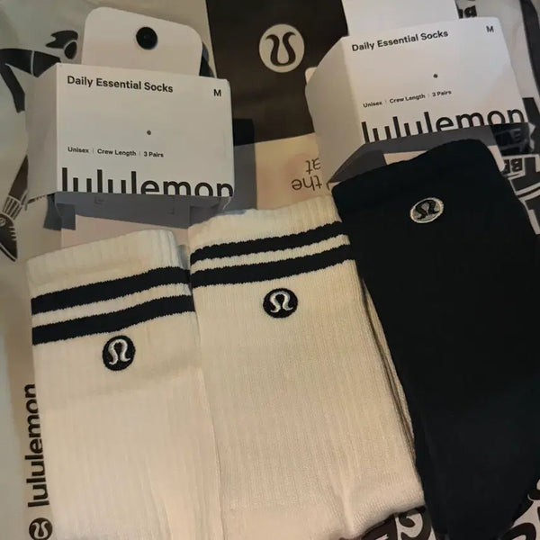 [BUNJANG] Lululemon Daily Essential Crew Socks M White/Black / (새상품/매장정품) 룰루레몬 데일리 에센셜 크루 삭스 M 화이트/블랙