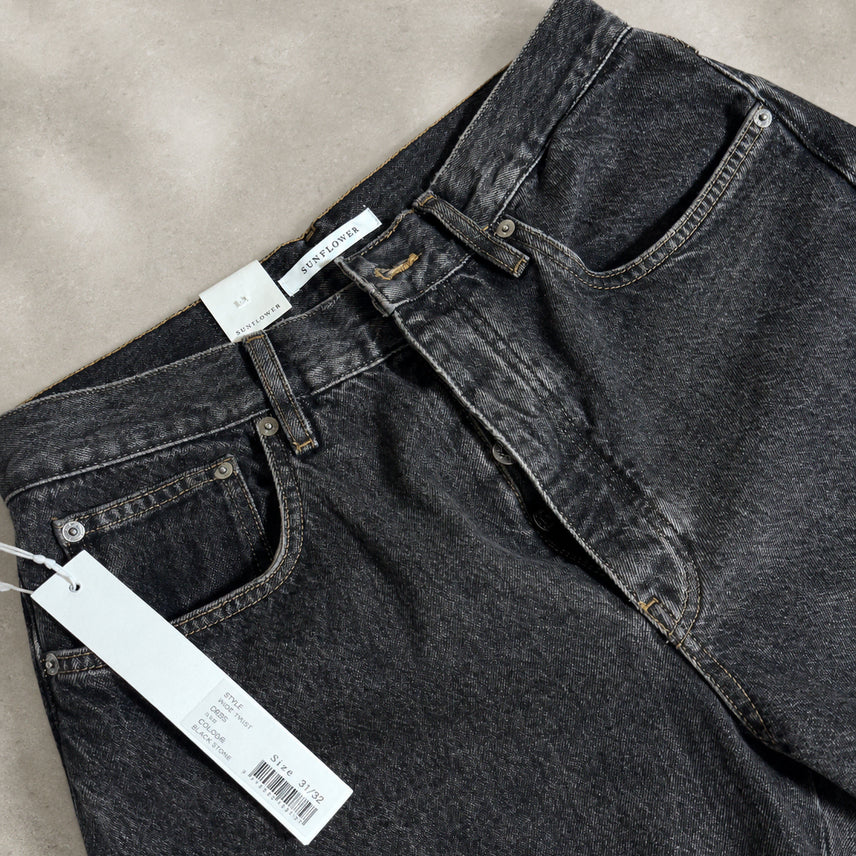 [BUNJANG] SUNFLOWER Wide Twist Denim Black Stone / SUNFLOWER 와이드 트위스트 데님 Black Stone