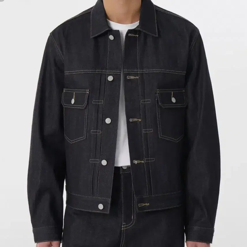 [BUNJANG] Musinsa Standard Selvedge Denim Jacket (Deep Indigo) / 무신사 스탠다드 셀비지 데님 자켓(L)
