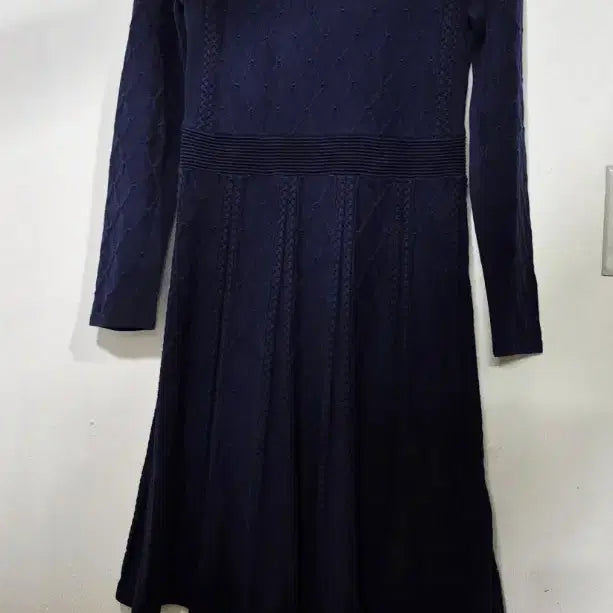 [BUNJANG] Sandro Navy Diamond Pattern Knit Dress / 산드로  네이비 다이아몬드 패턴 니트 원피스