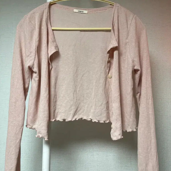 [BUNJANG] Mini Fohe Cropped Cardigan (Light Pink) / 미니포에 간절기 연핑크 크롭 가디건