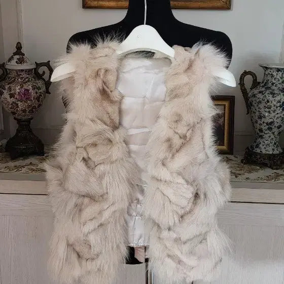 [BUNJANG] Fox Fur Vest Ivory Light Beige / 폭스 베스트조끼 아이보리 연베이지