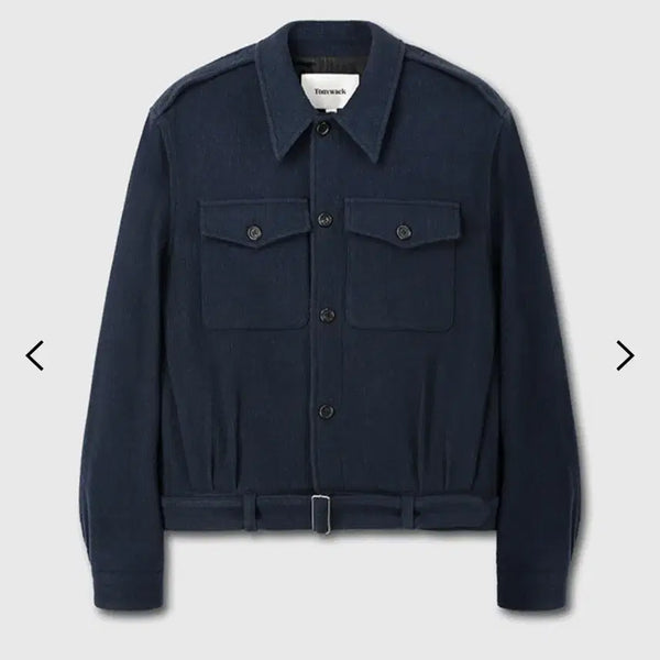 [BUNJANG] Tonywack Wool Boucle Officer Jacket Navy Teal / [토니웩] 울 부클 오피서 자켓 네이비 틸 블루종 점퍼 코트 가디건 캐시미어