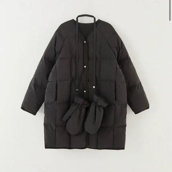 [BUNJANG] The Raust Reversible Duck Down Padding Jacket with Gloves Set (Black) / (장갑세트) The Raust 덕다운 리버시블 패딩 블랙 더라우스트
