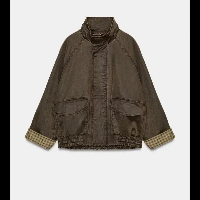 [BUNJANG] Zara Faux Washed Check Wax Jacket / 자라 페이크 워싱 체크 왁스 재킷