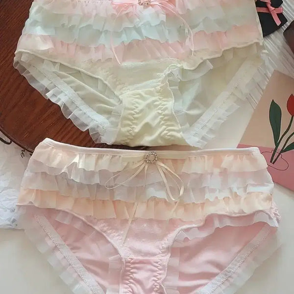 [BUNJANG] Frill Design Women's Panties Set (2 pcs) / (새상품) 프릴 디자인 여성팬티 2장