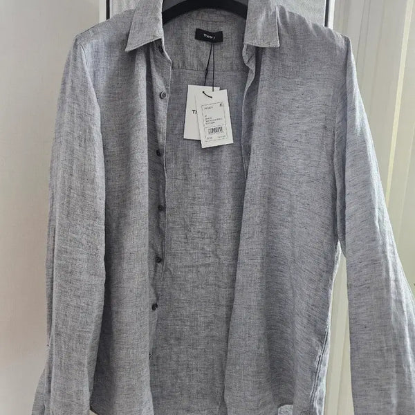 [BUNJANG] Theory Irving Linen Shirt Smoke M / 띠어리 어빙 린넨 셔츠 스모크 M