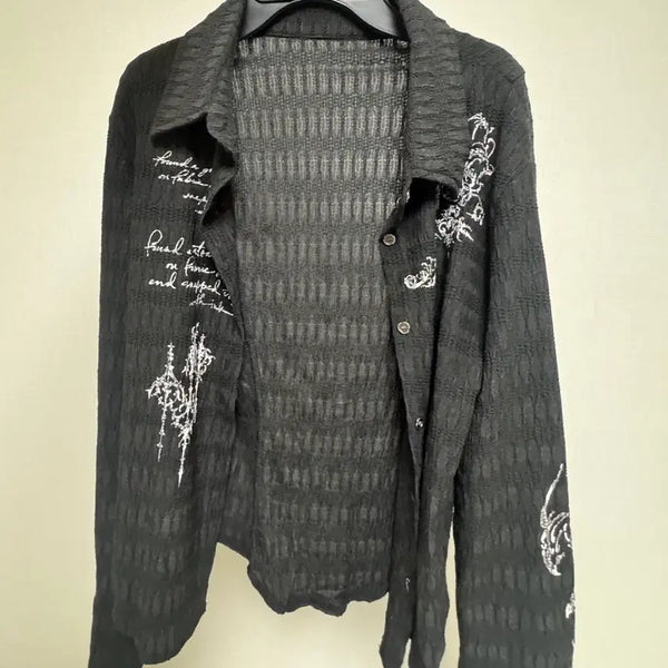 [BUNJANG] Ang:Project Funk Texture Shirt Black / ang:project Funk Texture Shirt 앙프로젝트 셔츠 미스치프 스컬프터