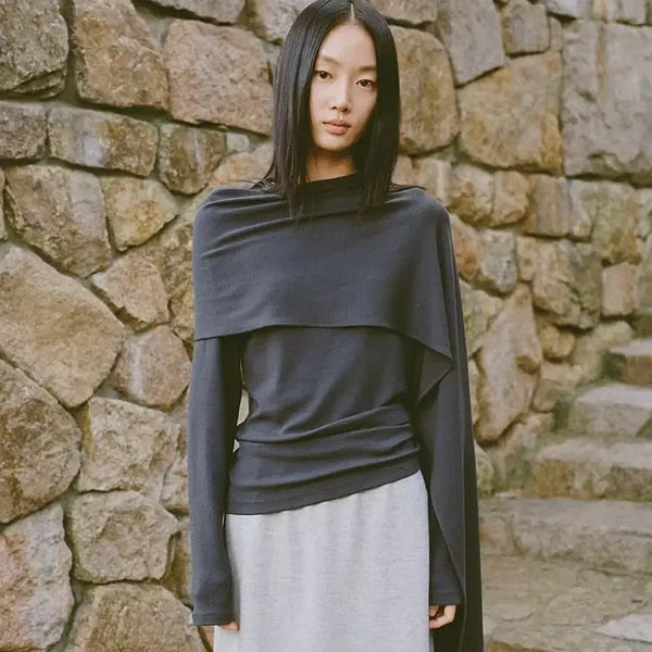 [BUNJANG] Monoha Wool Blend Muffler T-Shirt (Ivory) / 모노하 wool stretch muffler t-shirts (ivory)