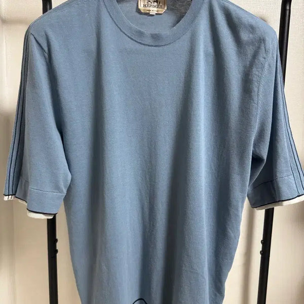[BUNJANG] Hermès Short Sleeve Knit Stitch Sky / 에르메스 반팔니트 스티치 스카이
