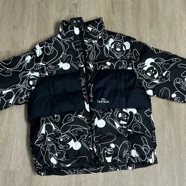 [BUNJANG] H&M x Disney Mickey Mouse Pattern Oversized Short Padded Jacket XL / 디즈니 미키마우스 패턴 숏 패딩
