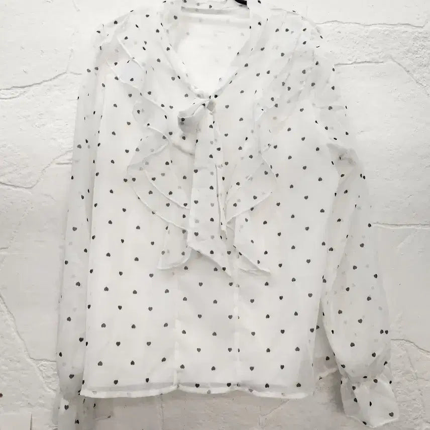 [BUNJANG] Ribbon Heart Blouse / 리본히본하트블라우스(새상품)