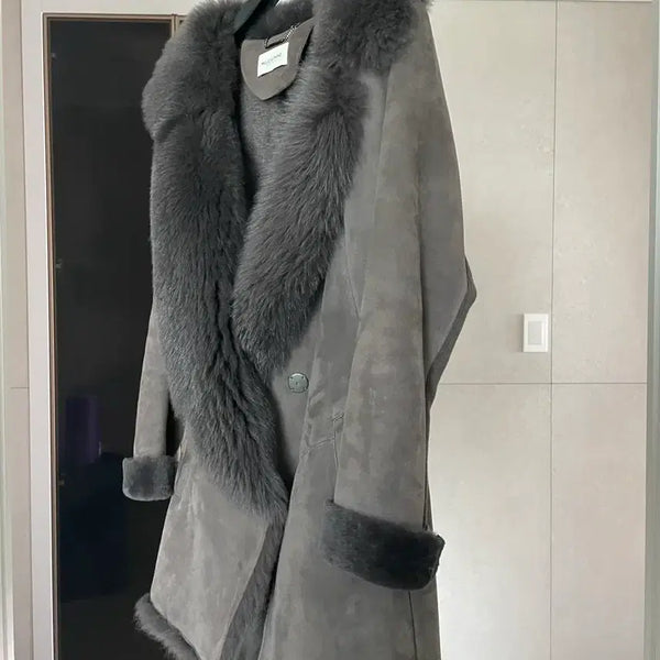[BUNJANG] MOJO.S.PHINE Suede Shearling Lined Jacket Grey / MOJO.S.PHINE 무스탕 그레이
