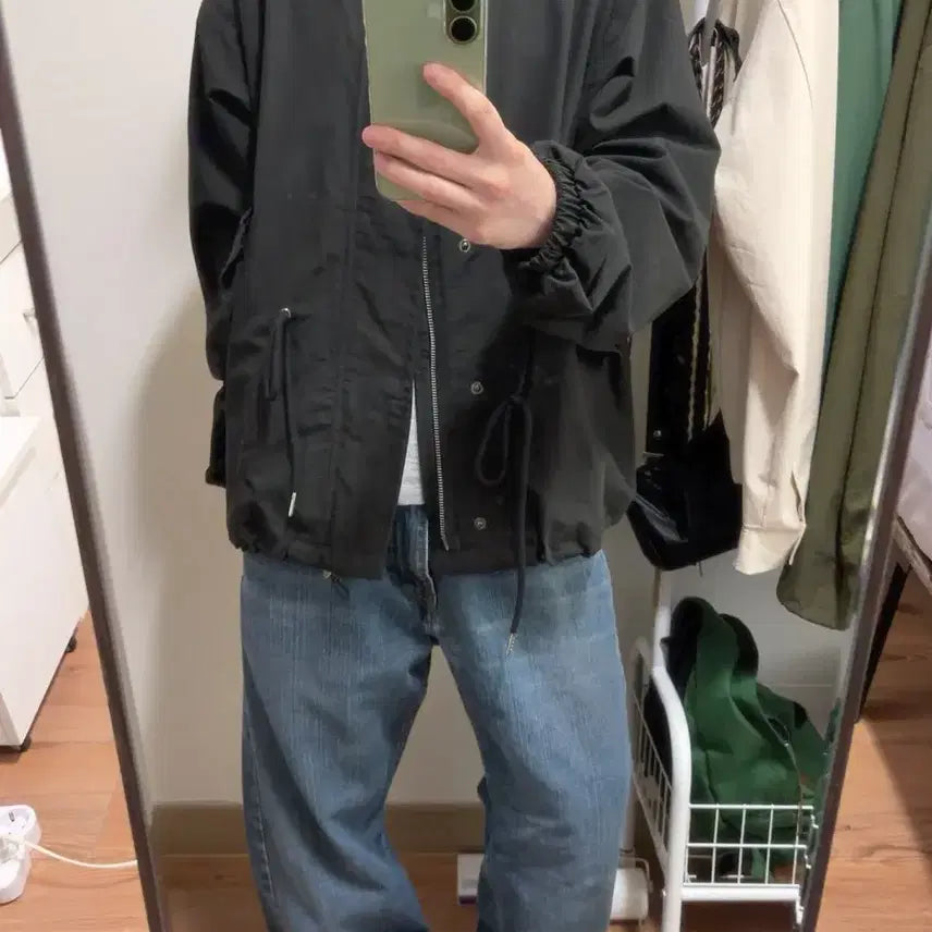 [BUNJANG] High Neck String Waist Yaseong Jacket / 하이넥야상