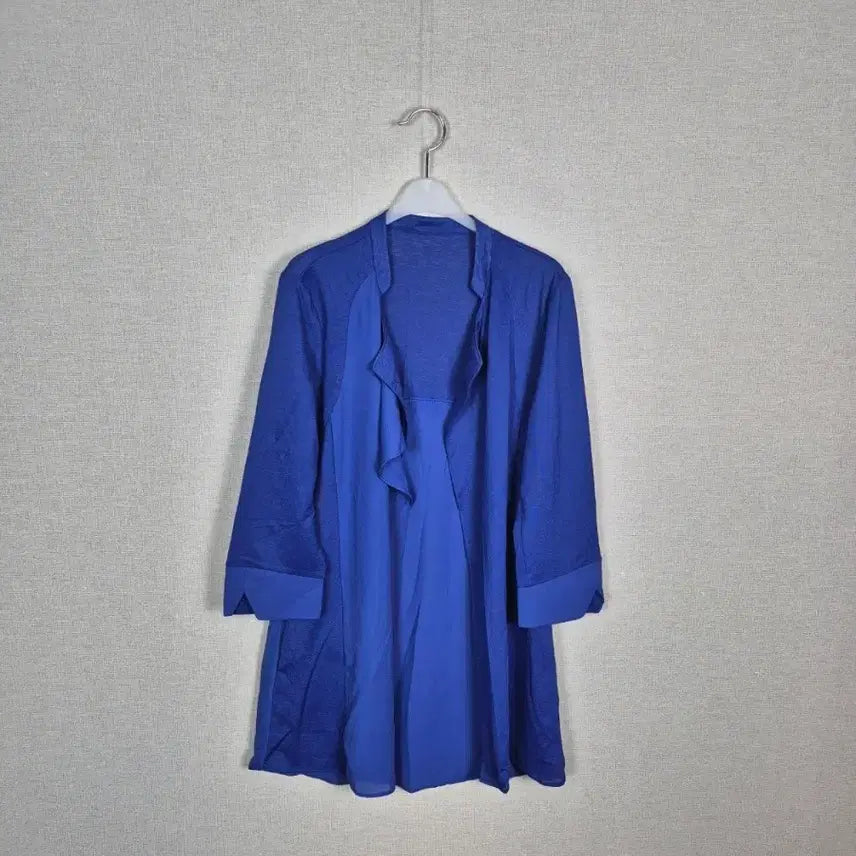 [BUNJANG] Blue Color-Block Open Cardigan Jacket / (#55추천)블루 배색 오픈 가디건자켓