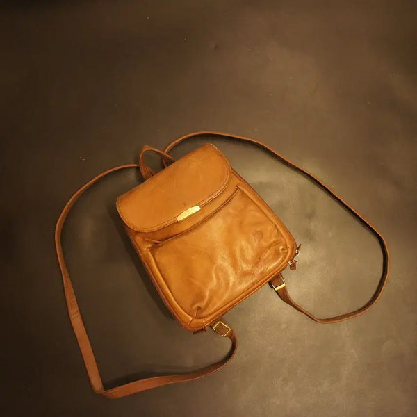 [BUNJANG] Leather Mini Backpack / Q7132 여자백팩 가죽 여성배낭 미니가방 미니백 가죽백 가죽가방 빈티지가방