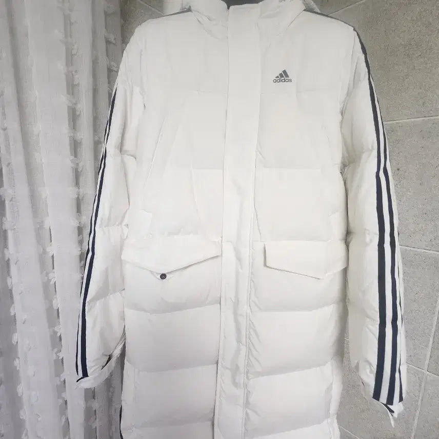 [BUNJANG] Adidas 3-Stripes Long Padded Jacket White Small / 아디다스 롱패딩