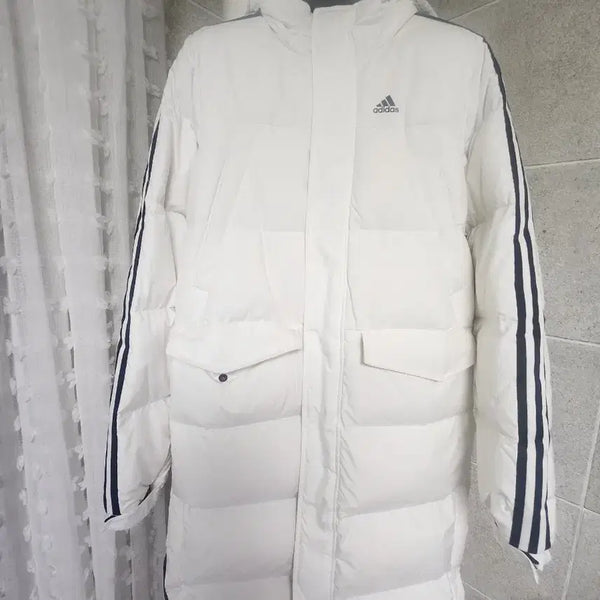 [BUNJANG] Adidas 3-Stripes Long Padded Jacket White Small / 아디다스 롱패딩