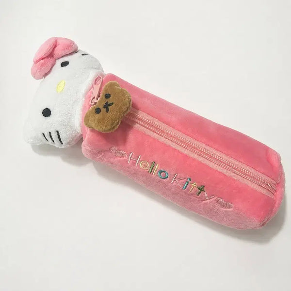 [BUNJANG] Pink Kitty Plush Pencil Case with Kitty Charm / 새상품 핑크 키티 인형 필통 + 키티 키링