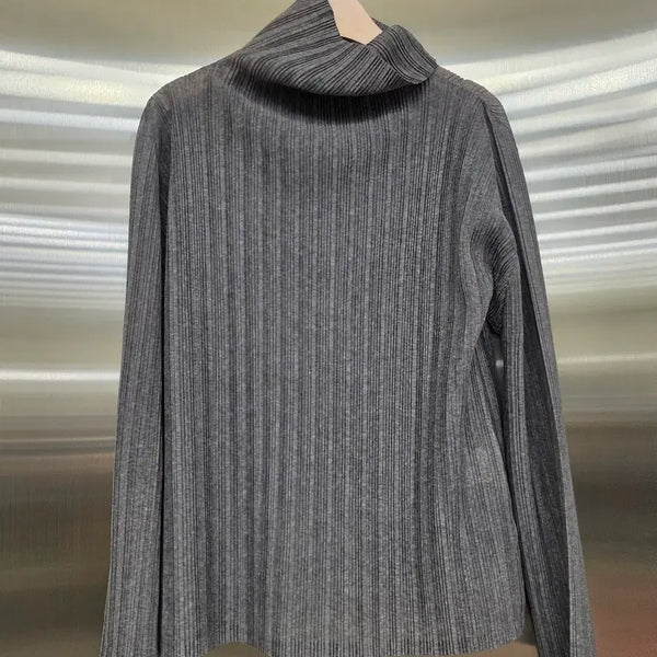[BUNJANG] Pleats Please High Neck Long Sleeve Top / 플리츠플리츠 하이넥 롱슬리브 탑
