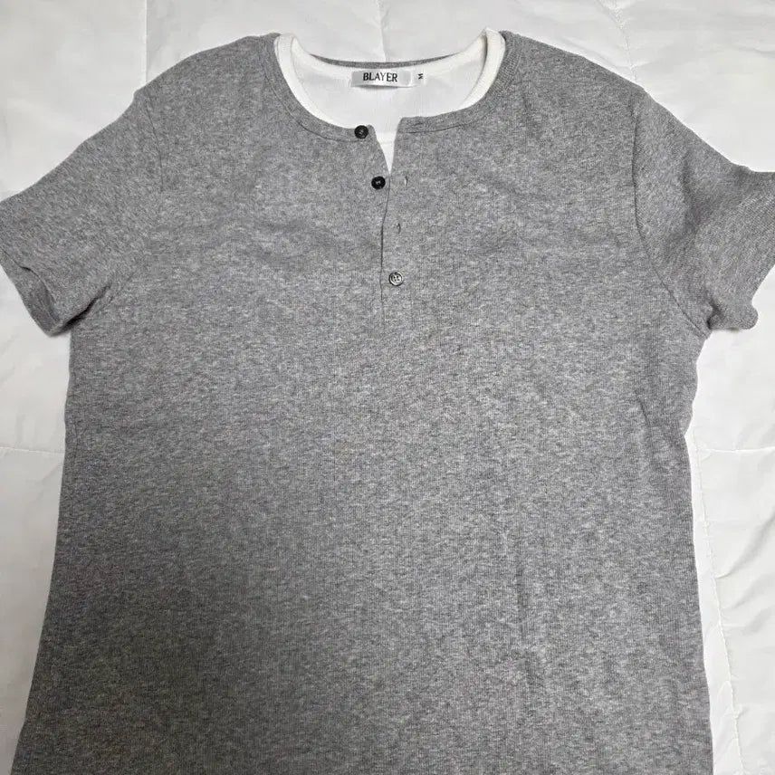 [BUNJANG] Blayer Layered T-Shirt Grey M / 블레이어 / 레이어트 티 그레이 / M